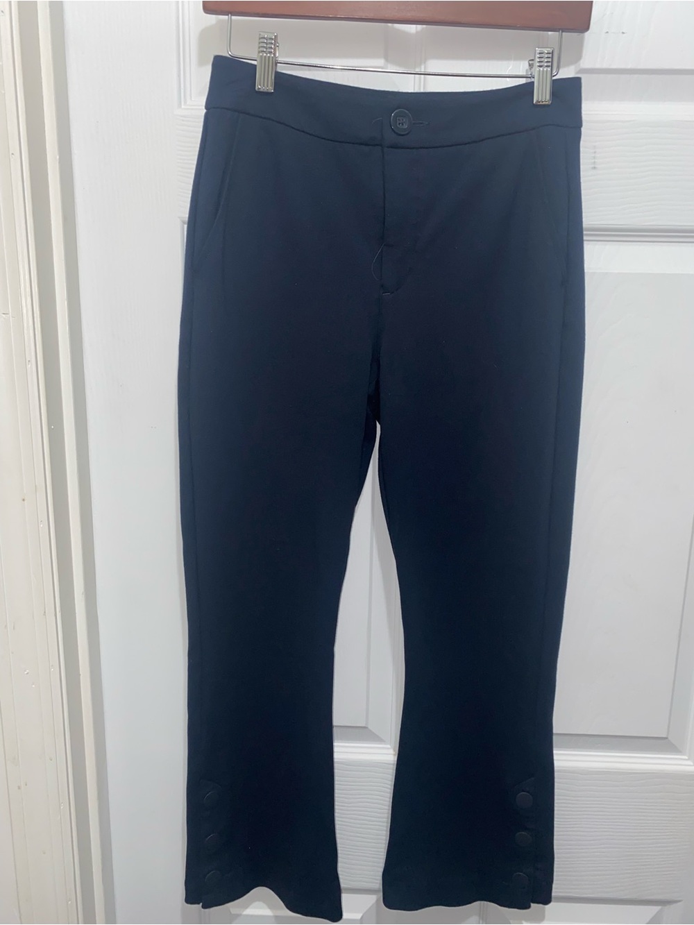 CAbi 2 Women’s Black Stretch Crop Side Button Trousers